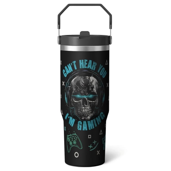 1pc game 30oz Tumbler with Straw & Handle - Insulated Stainless Steel Cup | Holiday Gift for Man Women (Christmas, Valentine's, Birthday)