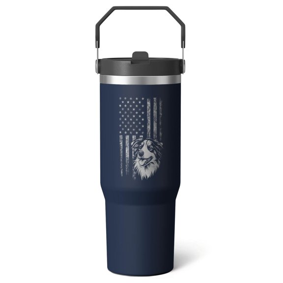 1pc Asian Shepherd Dog 30oz Tumbler with Straw & Handle - Insulated Stainless Steel Cup | Holiday Gift for Man Women (Christmas, Valentine's, Birthday)