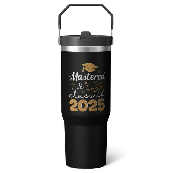 1pc Back to school season 30oz Tumbler with Straw & Handle - Insulated Stainless Steel Cup | Holiday Gift for Man Women (Christmas, Valentine's, Birthday)