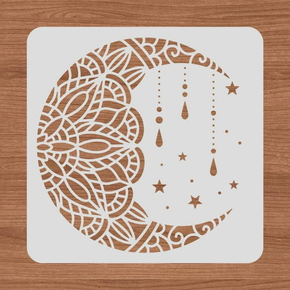 1pc 30x30cm Mandala Moon Plastic Stencils Star Drawing Templates for Wood Wall Painting and Scrapbooking