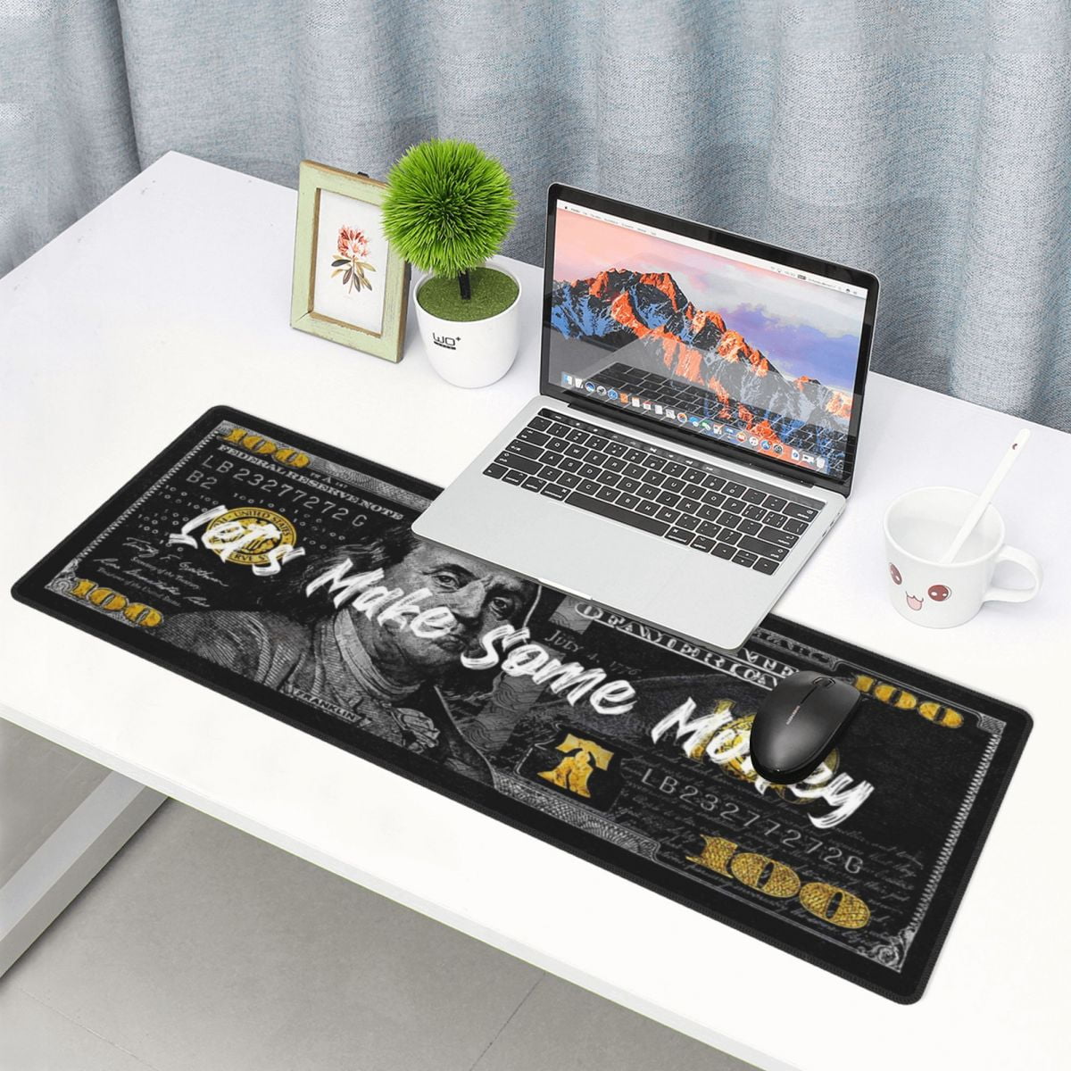 1pc 31.5x11.8in Money Extended Mouse Pad Large Gaming Mouse Pad Computer Keyboard Mouse Mat Non-Slip Mousepad Rubber Base And Stitched Edges For Game Players, Office, Study