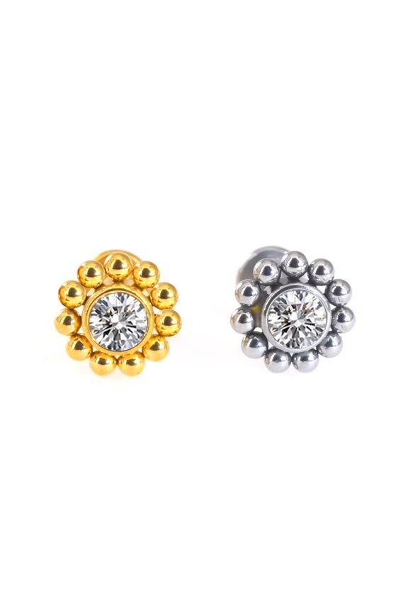 1pc 316L Surgical Stainless Steel & G23 Titanium Rhinestone Labrets for Women Men Stainless Steel color 6mm Pin: 1.2mm