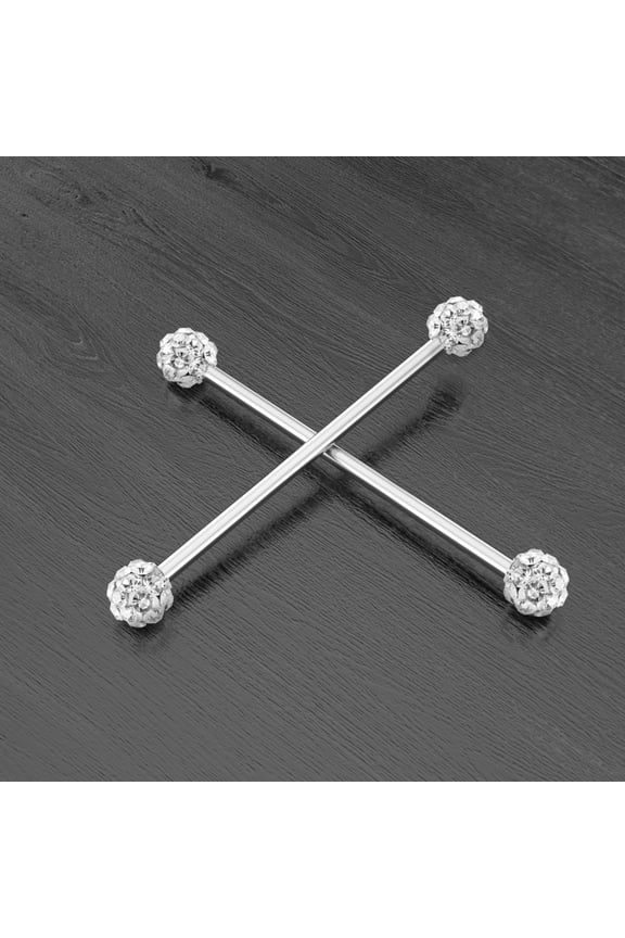 1pc 316L Surgical Stainless Steel Round Ball Bar Industrial Barbell Cartilage Earrings Stainless Steel Color Bar Length: 38mm Pin: 1.6mm