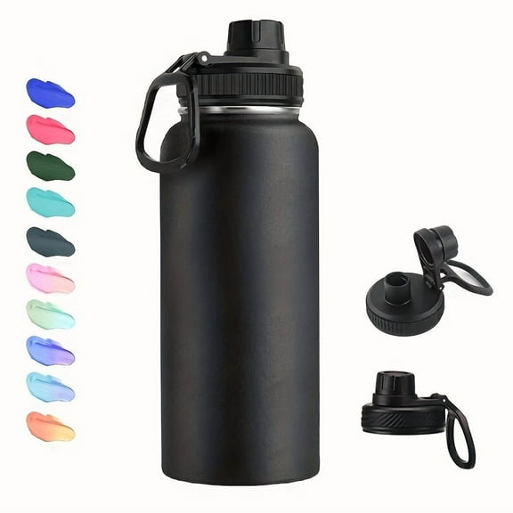 1pc 32oz Double-wall Insulated Stainless Steel Water Bottle With Leak-proof Lid, Suitable For Hot/cold Drinks, Shatter-proof And Reusable.