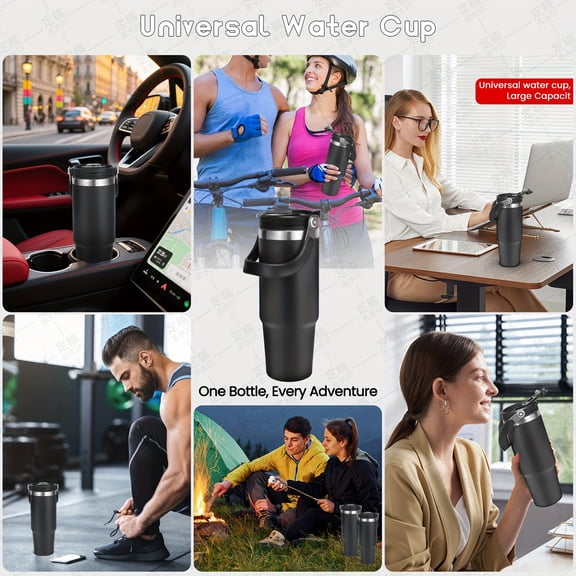 1pc 32oz Stainless Steel Vacuum Flask with Portable Handle, Leak Proof, Double Wall Insulated, Perfect for .