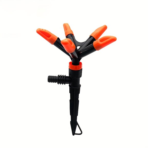1pc 360 Rotating Lawn Sprinkler with Adjustable Nozzle, Automatic Trident Irrigation System, H-Base Design for Large Coverage