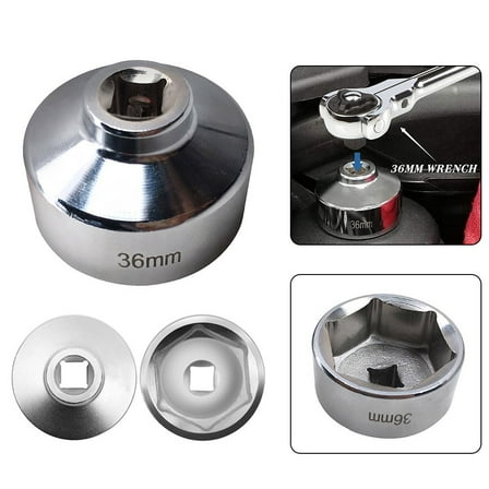 1pc 36mm 6-Point Socket Wrench Tool Heavy Duty 3/8\"Drive Oil Filter Cap Wrench S9V1 Quickly Remove The Oil/fuel Filter Canister