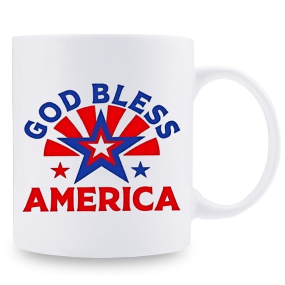 1pc 3A Grade BLESS GOD AMERICA Funny Mug White Ceramic Mug 11 Oz Ceramic Coffee Mug Independence Day Mug Summer And Winter Drinking Mug Birthday Holiday Christmas New Year