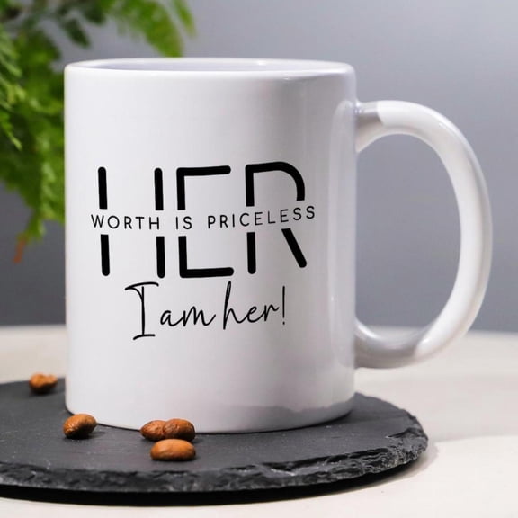1pc 3A Grade WORTH IS PRICELESS 11oz ceramic reusable mug coffee cup suitable both men and women suitable offices homes kitchens birthday New Year Valentine s Day holiday gifts family friends men and