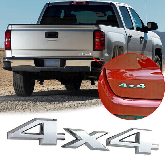 1pc 3D Chrome 4x4 Letter Rear Trunk Emblem Badge Sticker