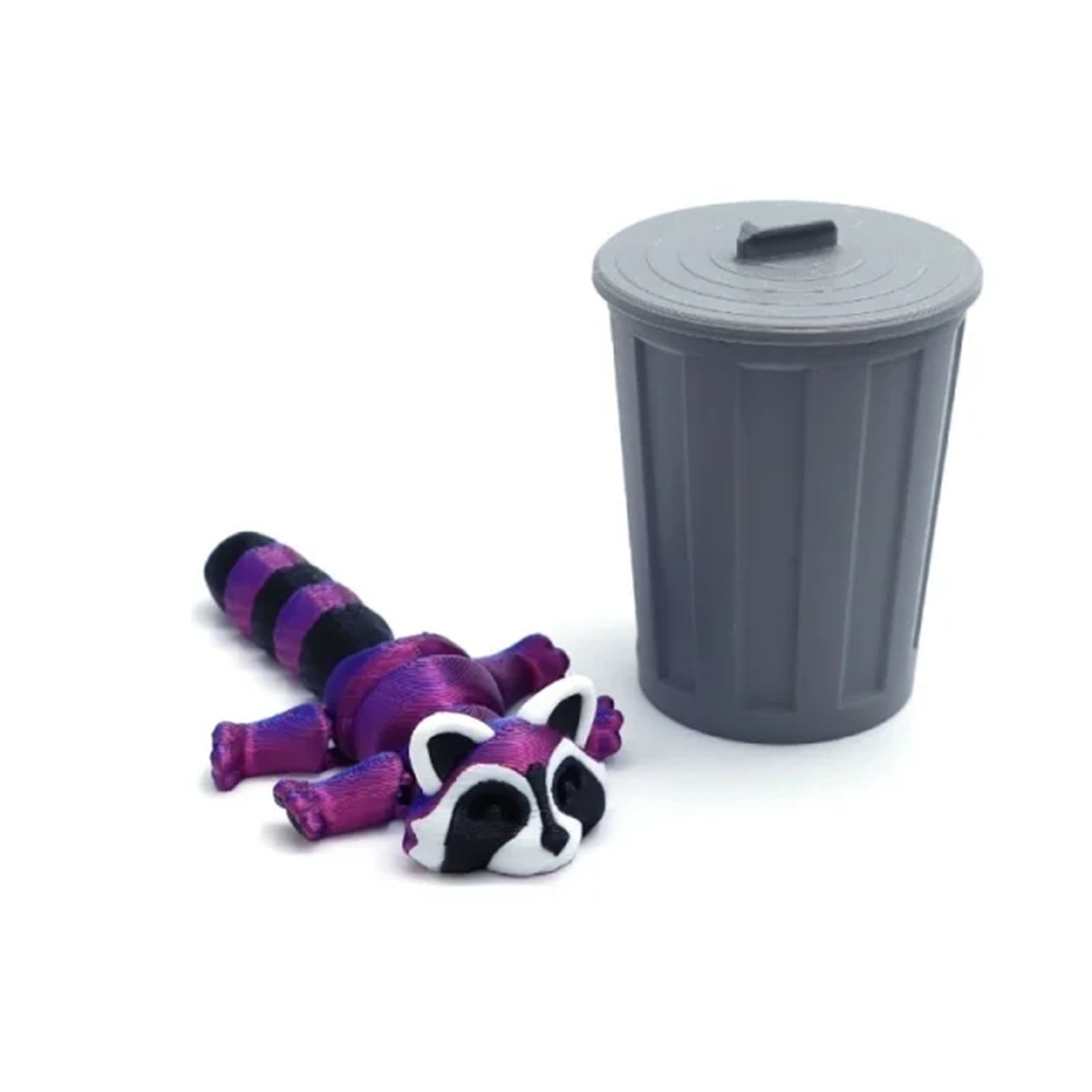 1pc 3D Printed Articulated Raccoon Fidget With Trash Can - Multi-Jointed Movable Decor, Desktop Home Model Ornament