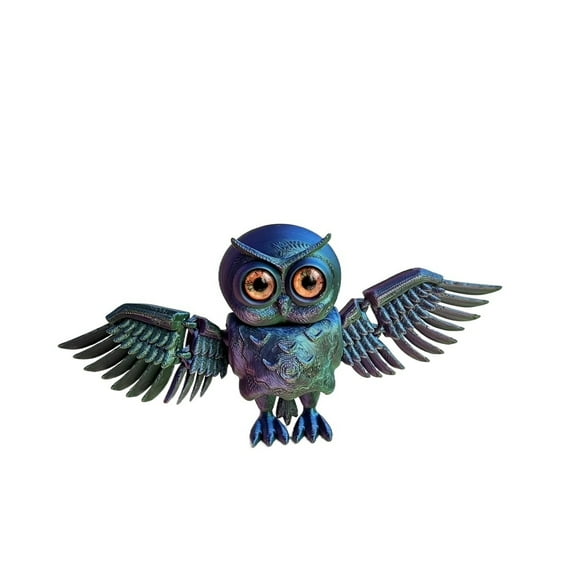 1pc 3D Printed Colorful Big Eyed Owl Figurine Cute Animal Statue Home Kitchen Decor Desk Ornament Unique Gift Idea