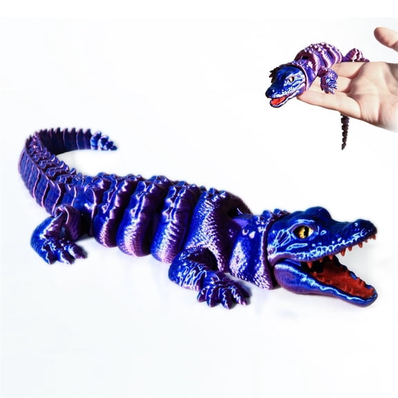 1pc 3D Printed Crocodile - Articulated Models Figurine- Flexible Joint Animal Models - Surprise Gifts For Fidget Enthusiasts And 3D Printing Fans -Made From PLA