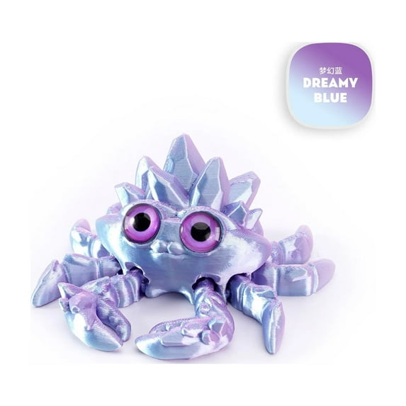 1pc 3D Printed Crystal Gems Crab Joint Movable Model Novelty Animals Figurine Miniature Desk Ornaments Birthday