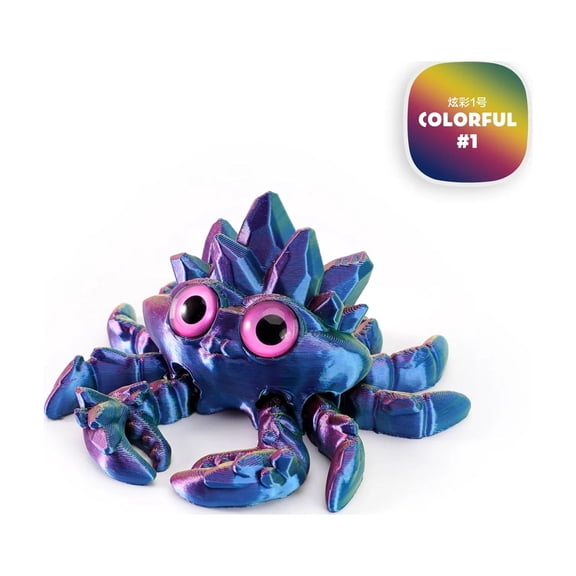 1pc 3D Printed Crystal Gems Crab Joint Movable Model Novelty Animals Figurine Miniature Desk Ornaments Birthday
