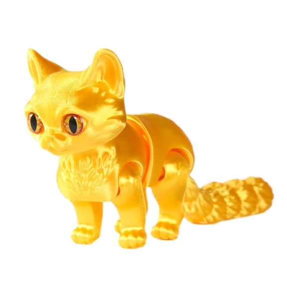 1pc 3D Printed Cute Cat Figure Multi-joint Movable With Glittering Eyes For Room Decoration Accessories Gift