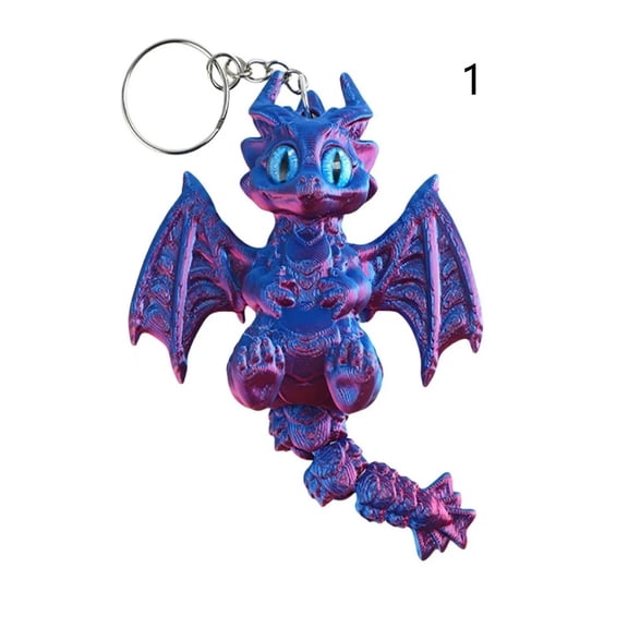 1pc 3D Printed Cute Dragon Keychain With Shrunk Movable Wings Tail Colorful Laser Toy Model Party Gift Bag Pendant Notify Customer Service Of Color/product Number; Else, Color Assigned Randomly.