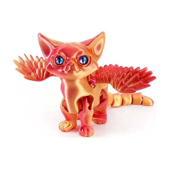 1pc 3D Printed Demon Angel Cats Ornament Movable Articulated Multi-jointed Cat Figurines Cat Lovers Collector Home Decor Miniatures