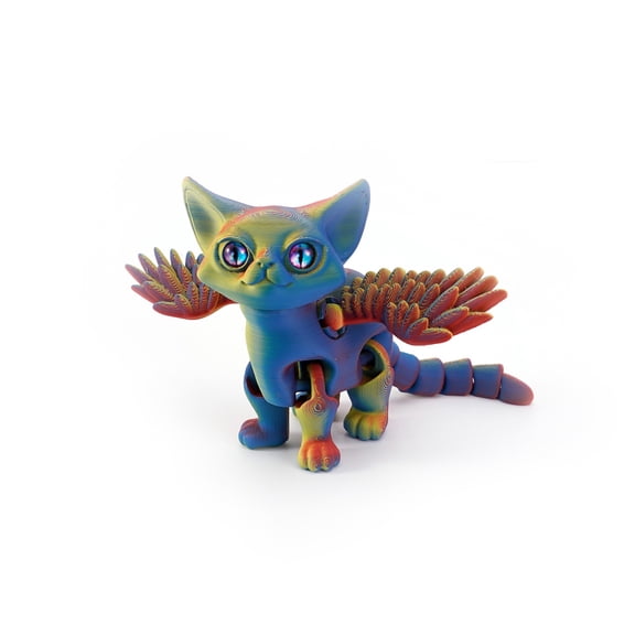 1pc 3D Printed Demon Angel Cats Ornament Movable Articulated Multi-jointed Cat Figurines Cat Lovers Collector Home Decor Miniatures