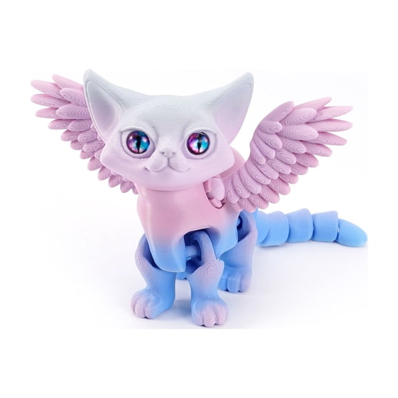1pc 3D Printed Demon Angel Cats Ornament Movable Articulated Multi-jointed Cat Figurines Cat Lovers Collector Home Decor Miniatures
