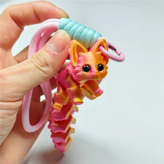 1pc 3D Printed Fox Pendant Colorful Realistic Animals Toy Joints Can Move Freely Fox Model Offices Desktop Decorations Figurines