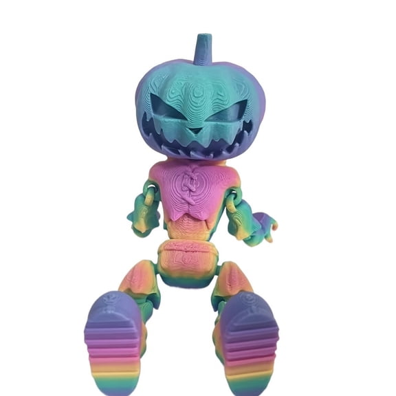 1pc 3D Printed Halloween Pumpkin Head Figurine With Movable Joints And Synthetic Material For Christmas Halloweendecoration Customizable colors