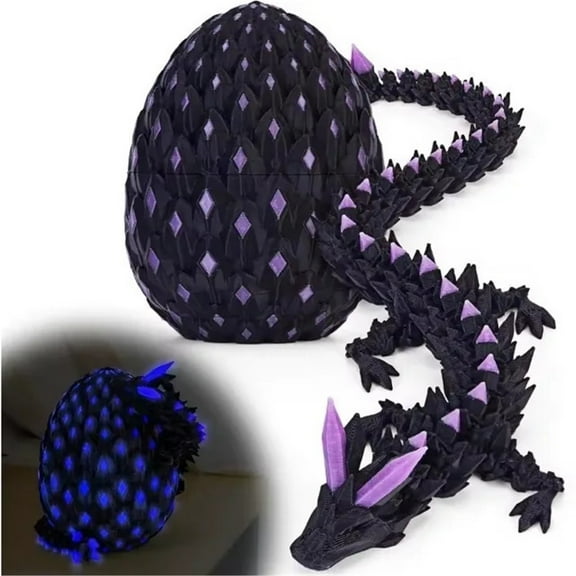 1pc 3D Printed Mystery Glow-in-The-Dark Dragon Eggs | Articulated Dinosaur Fidget  With Crystal Design Collectible Gift