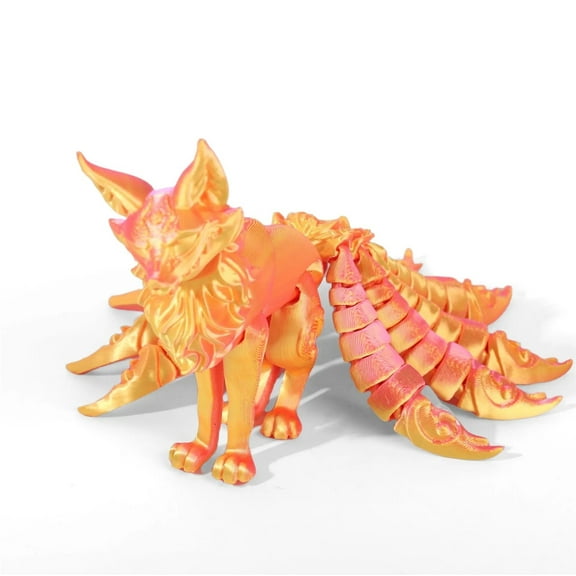 1pc 3D Printed Nine Tailed Fox Figurines Articulated Fox Figurines Flexible Joint Fox Miniatures Figurines Home Decoration Crafts