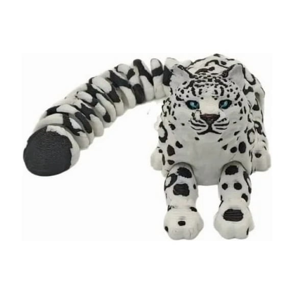 1pc 3D Printed Realistic Snow Leopard Figurine - Multi-joint Movable Animal Model For Home Office Desk Decoration