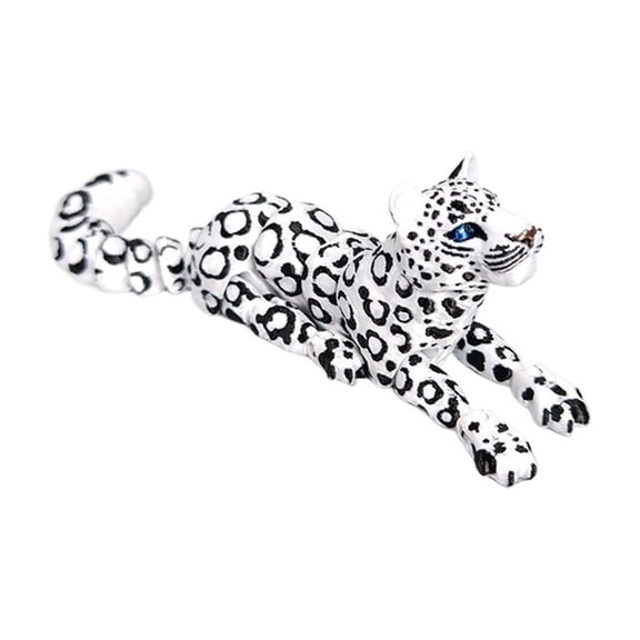 1pc 3D Printed Snow Leopard Decoration Ornament Joint Movable Simulation Eye Animal Figurines Children Christmas Figurine Toy Gifts