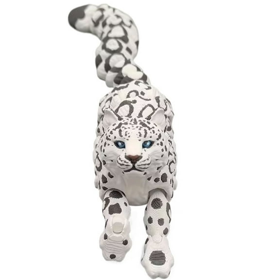 1pc 3D Printed Snow Leopard Model Simulation Multi-joint Movable Animals Figurines Miniatures Home Decoration Crafts Figurines