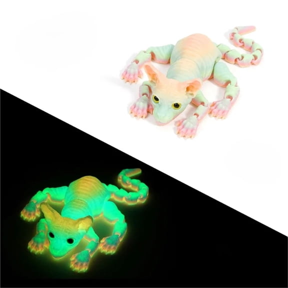 1pc 3D Printed Sphynx Cat Animals Realistic Hairless Figurine Articulated Cat Fidget For Cat Lovers Collector Home Decor