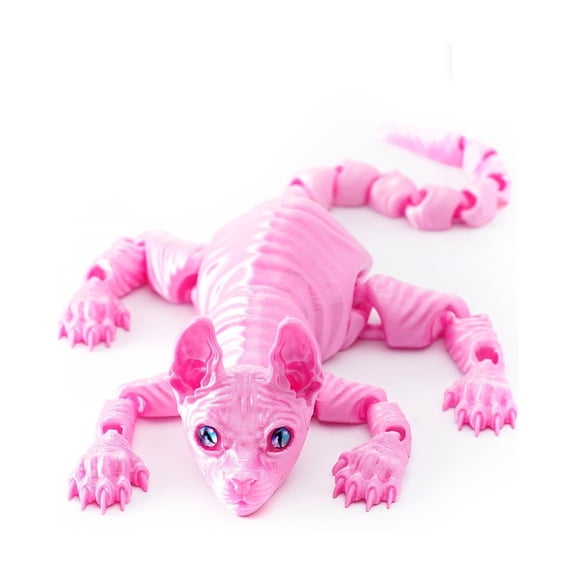 1pc 3D Printed Sphynx Cat Movable Joints Hairless Desktop Decoration Figurines Home Room Offices Miniatures Accessories