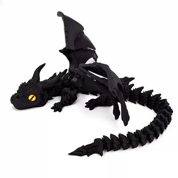 1pc 3D Printed Winged Carriage Dragon Figurine With Random Eyes, Art Deco Resin Dragon Sculpture, Tabletop Animal Theme Decor 30CM