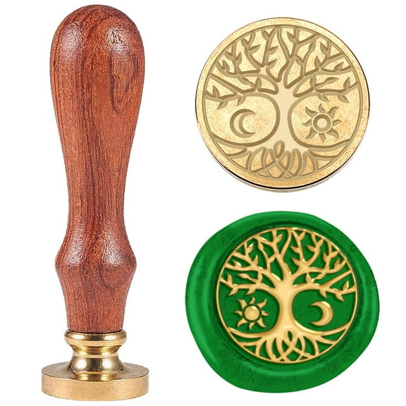 1pc 3D Tree of Life 1" Wax Seal Stamp Retro Sealing Stamps Removable Brass Head Seal Stamp with Wooden Handle Sealing Wax for Wedding Envelope Greeting Card Letter Invitations Gift Wrapping