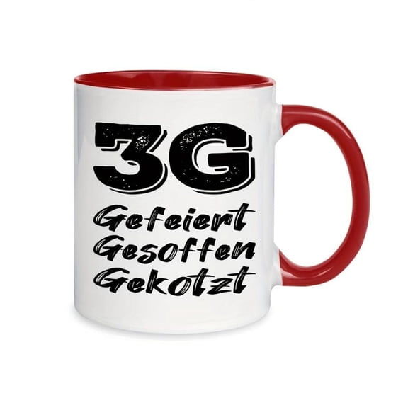 1pc 3G German Coffee Mug 11oz Ceramic Cup with Bold 3G Design German Text Red White Reusable Drinkware Hot Cold Beverages Hand Wash Only Birthday Holiday Gifts Coffee Lovers German