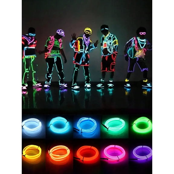 1pc 3M Glow Wire LED Neon Light Neon Light DIY Cosplay Decor Bar Atmosphere Props Clothing And Bicycle Decoration Batteries Not Included,Blue