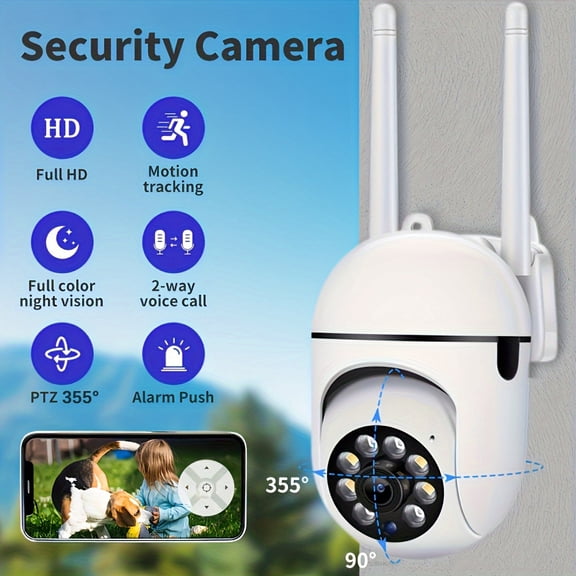 1pc 3MP Security Camera, Rating, 2.4G Wifi, Night Vision, APP Remote Monitor, Motion Detection, Real-Time Alert, Cloud Storage, Home & Business Security Camera