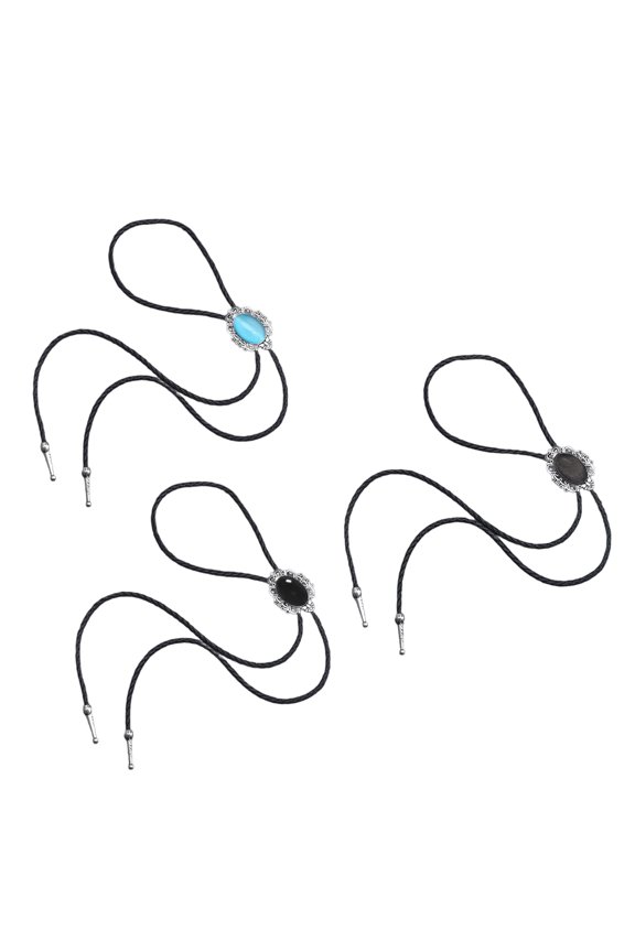 1pc/3pcs Ancient Bolo Tie for Male Carnivals Necktie Carves Flower Buckle Gemstones Bolo Tie New Year Gift for Male