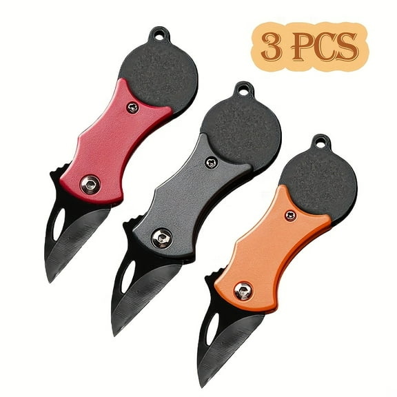 1pc/ 3pcs Small Pocket Knife, Cutter Opener with 1.34Inch Blade, ABS Colorful Cool Mini Folding Knives, EDC Gadgets for Everyday Carry, Perfect Gift for Man (Black, Orange, Red)