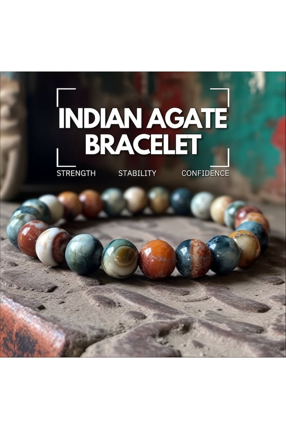 1pc 3sizes Vintage Beaded Bracelet, Natural Stone Indian Agate Beaded Bracelet, Holiday Gift Birthday Gift Back To School Gift Fashionable Personality Bracelet Gift, For Men And Women, Father's Day