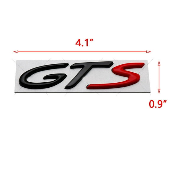 1pc 4.1''x0.9'' Matte Black & Red GTS Letter Emblem Car Rear Trunk Boot Decal Trim