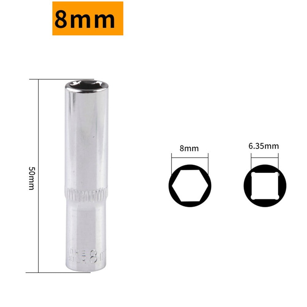 1pc 4-14mm Deep Socket Adapter 1/4inch Hex Socket Wrench Head Ratchet ...