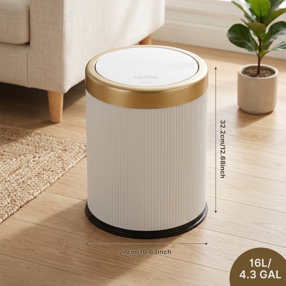 1pc 4.3gal Luxury Large Capacity Push-Lid Trash Can