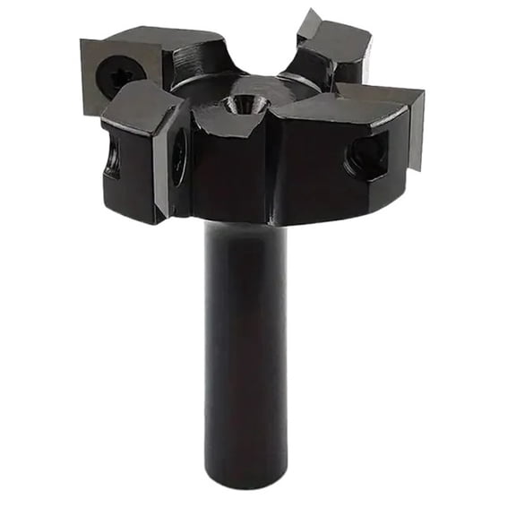 1pc 4 Blades Wood Planer Bit T-Shaped Woodworking Surfacing Milling Cutter Shank Detachable Blade Slab Flattening Tool ,High Efficiency