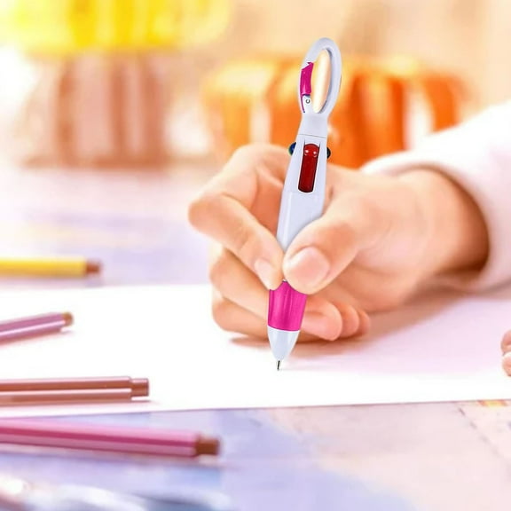 1pc 4 In 1 Multi Colored Ink Ballpoint Pens With Keychain 10ml