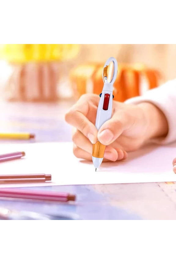 1pc 4 In 1 Multi Colored Ink Ballpoint Pens With Keychain 10ml