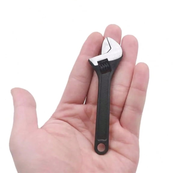 1pc 4 Inch Black Adjustable Mini Open-End Wrench - Heavy Duty Compact Tool for DIY, Automotive, and Electronics