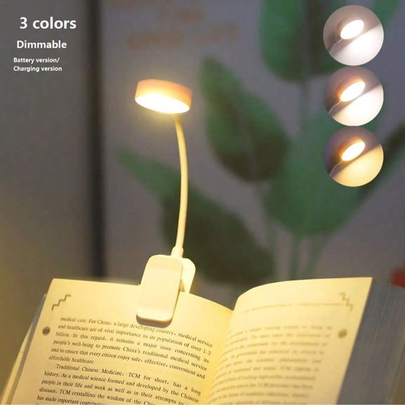 1pc 4-LED White Clip-On Eye-Care Reading Light, Rechargeable Book Light, 3 Color Temperatures, Dimmable Brightness, Mini Portable Clip-On Reading Lamp (Battery/Rechargeable 300mAh)