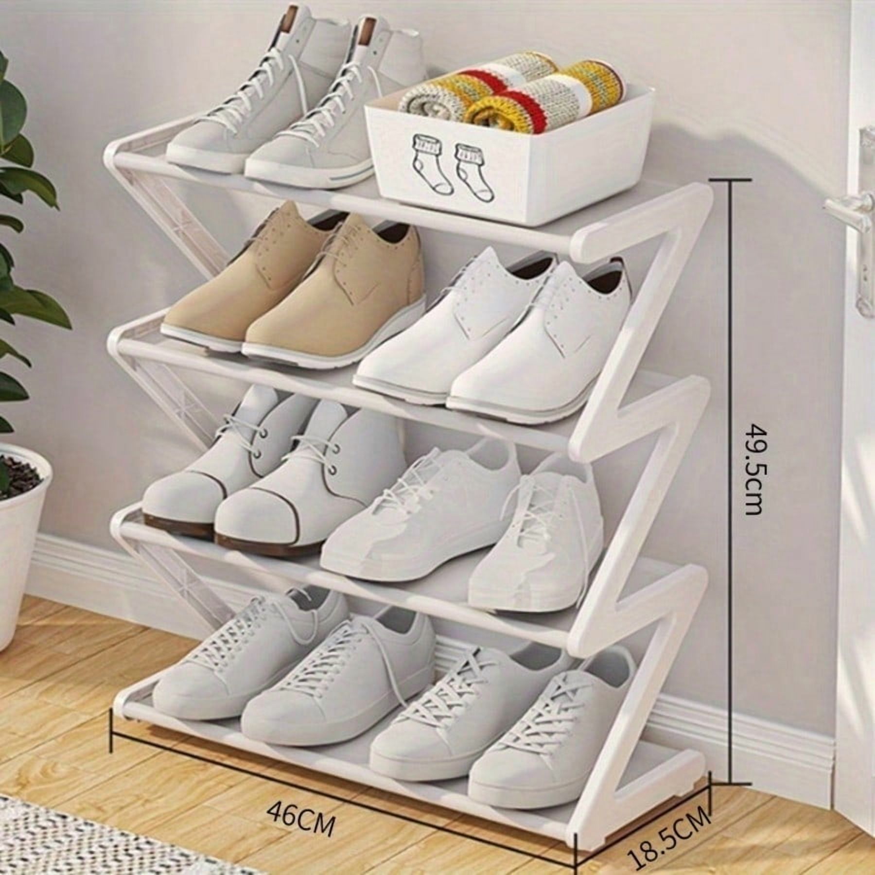 1pc 4-Layer Z-Shaped Shoe Rack, Easy To Assemble, Metal Tube And ...